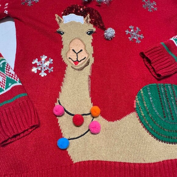ugly christmas sweater 33 degrees llama red Size M - Picture 8 of 12